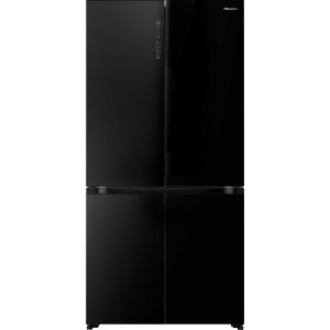 Hisense RQ768N4GBE KitchenFit 591L American Style Fridge Freezer - Black Glass
