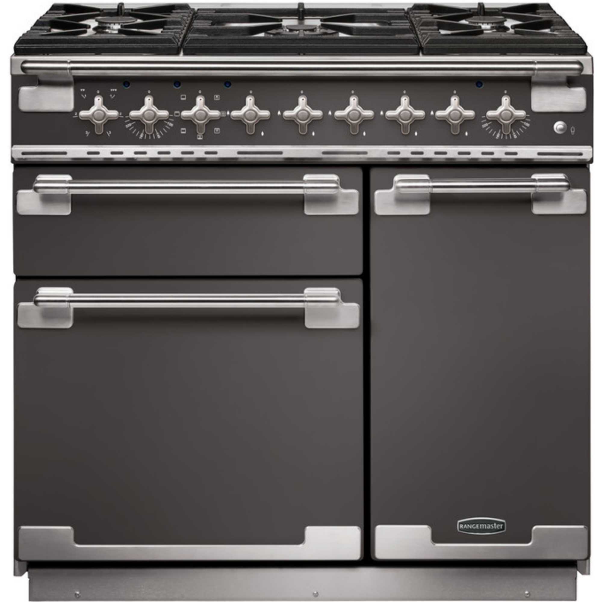 Rangemaster Elise ELS90DFFSL 90cm Gas Dual Fuel Range Cooker - Grey