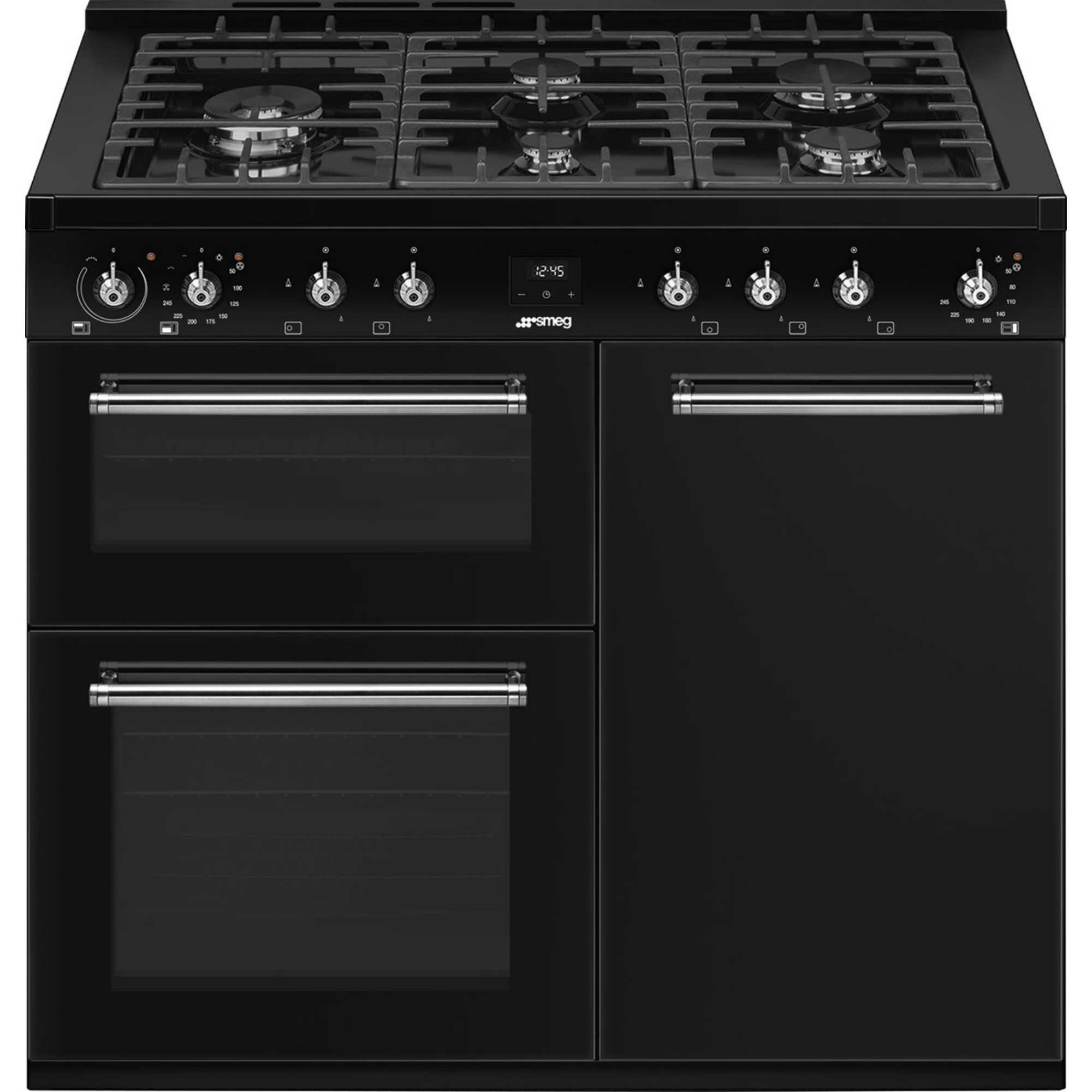 Smeg CX103GMBL Electric Range Cooker with 5 Gas Burners - Black