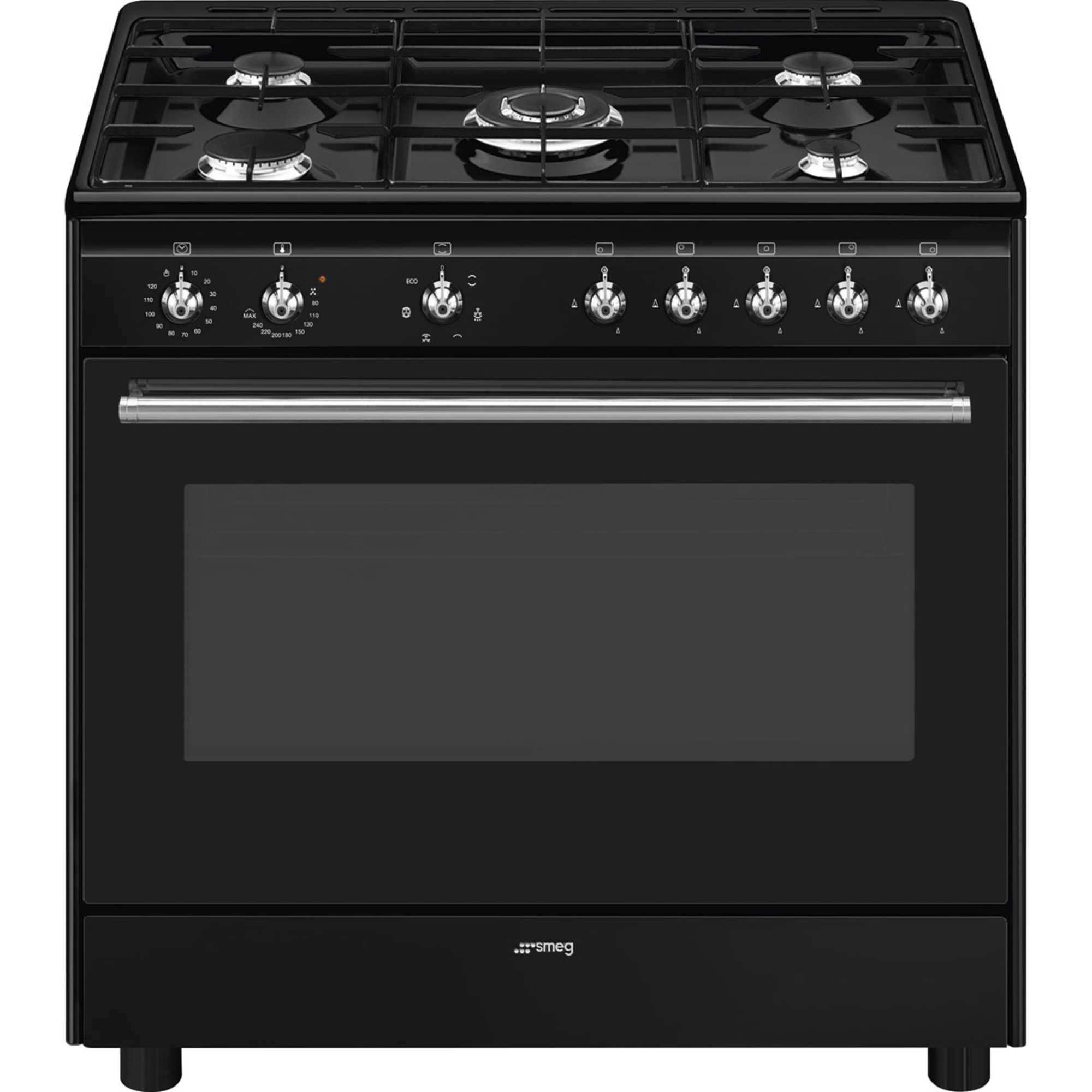 Smeg CX91GMBL 900mm 115l Concert Dual Fuel Range Cooker - Black