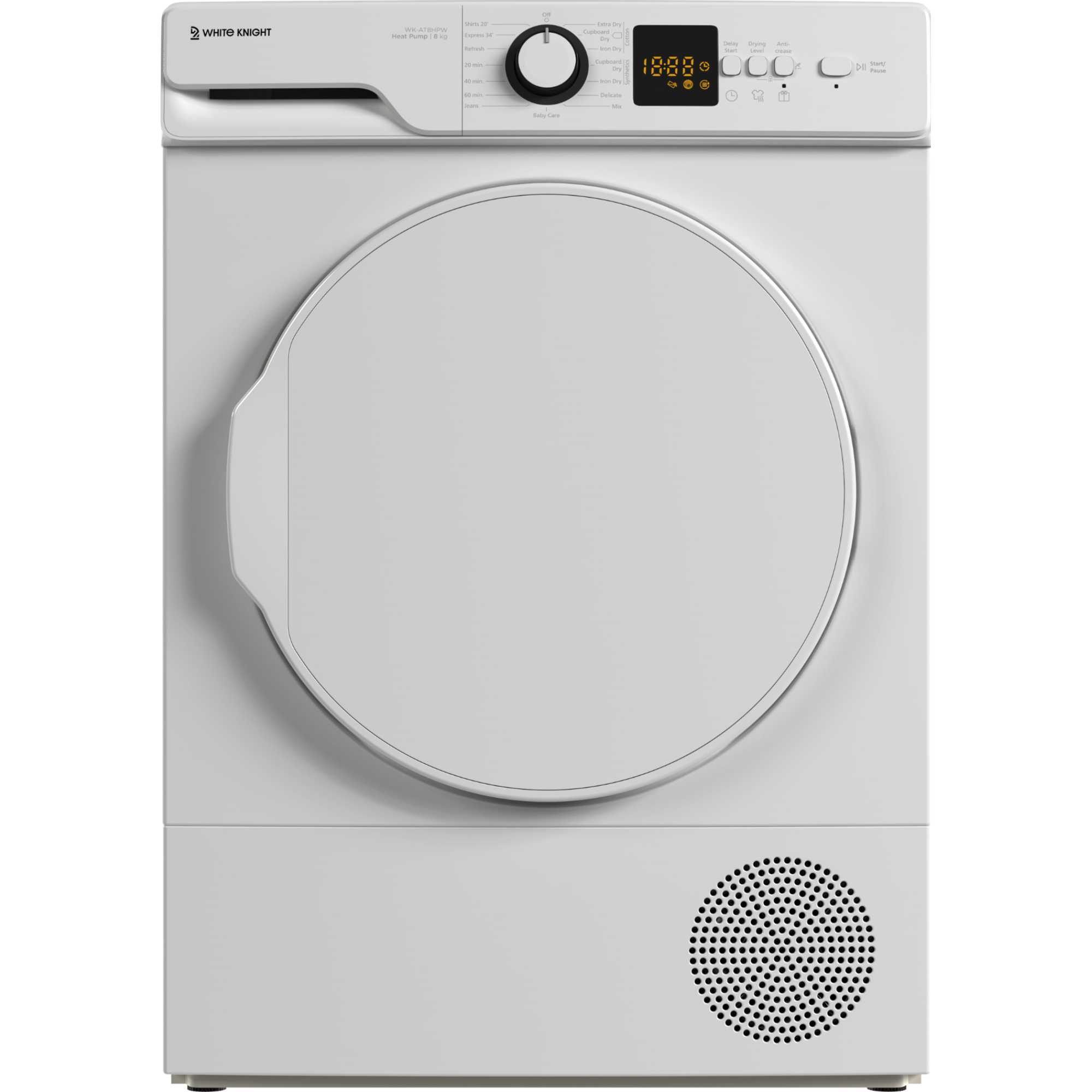 White Knight AT8HP 8kg Heat Pump Tumble Dryer - White
