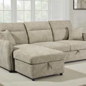 beige chenille fabric 1c2 corner sofabed with storage archie