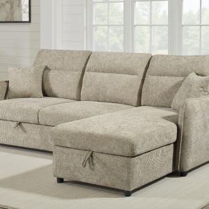 beige chenille fabric 2c1 corner sofabed with storage archie