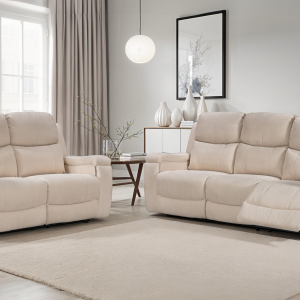 beige fabric 3 + 2 seater manual recliner sofa set visconti