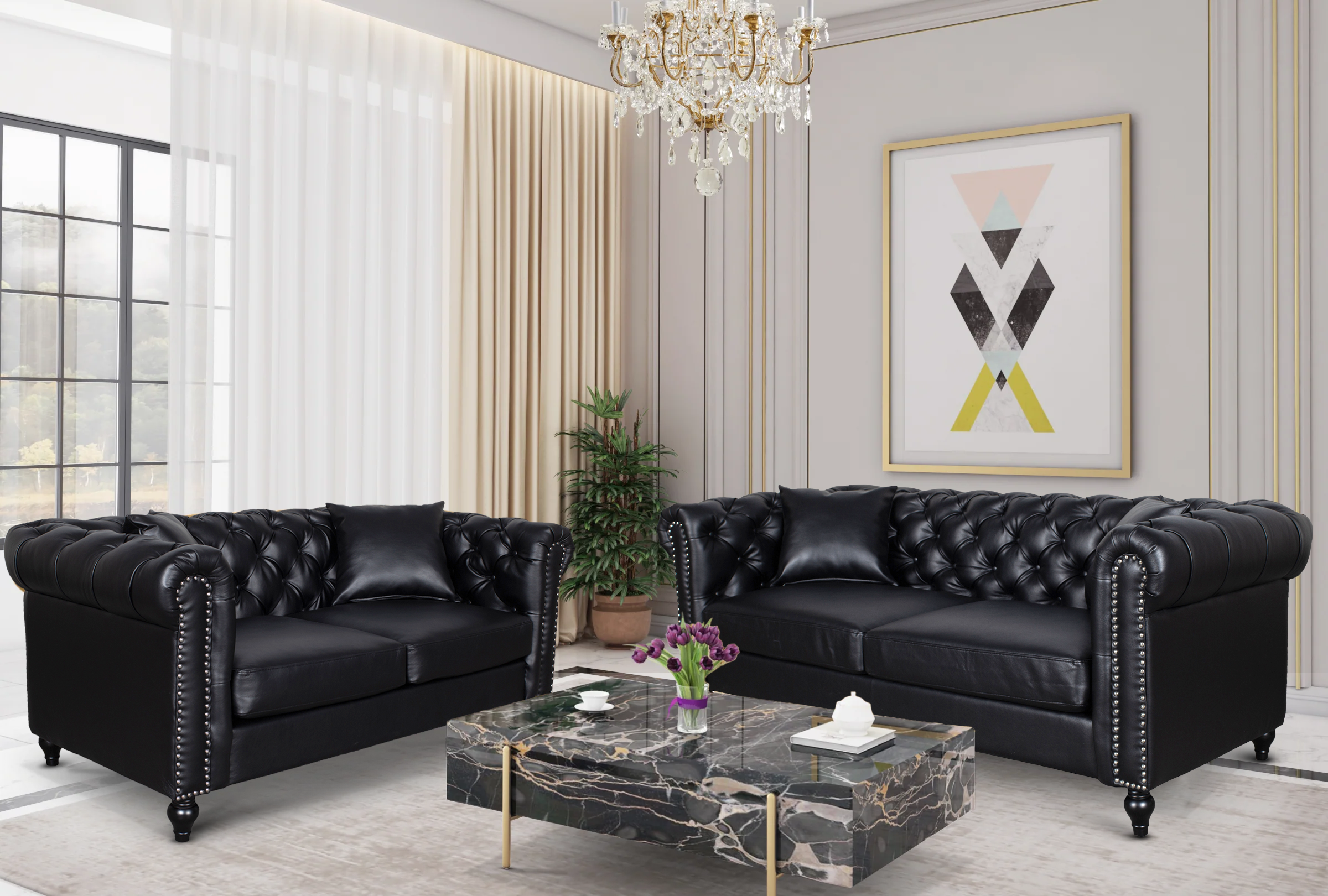 faux leather black 3 + 2 seater chesterfield sofa set with wooden feet camden faux leather black 3 + 2 seater chesterfield sofa set with wooden feet camden
