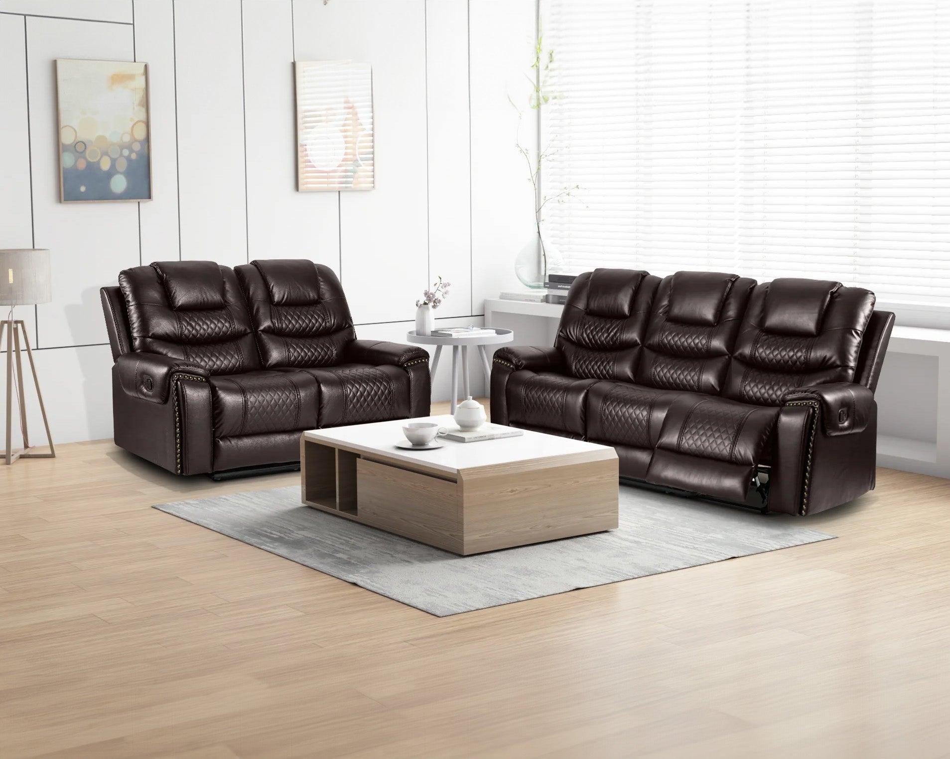 faux leather brown 3 + 2 seater manual recliner sofa set ravenna faux leather brown 3 + 2 seater manual recliner sofa set ravenna