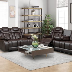 faux leather brown 3 + 2 seater manual recliner sofa set toledo