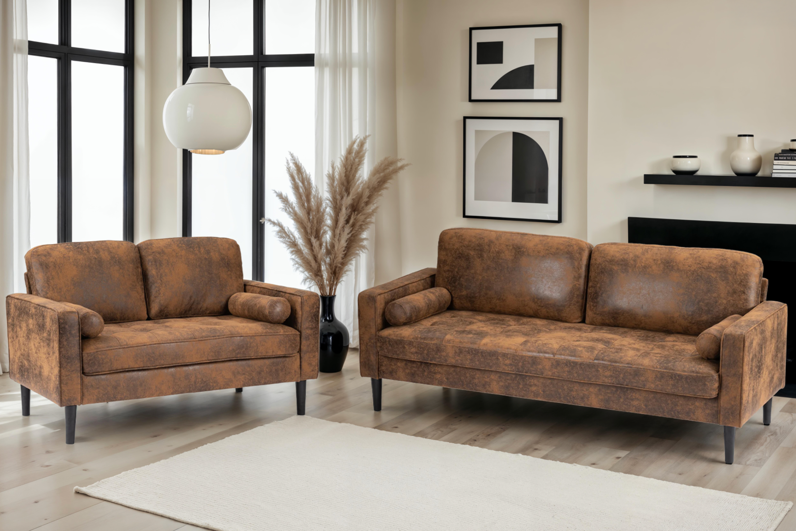 faux leather suede brown 3 + 2 seater sofa set brindisi faux leather suede brown 3 + 2 seater sofa set brindisi