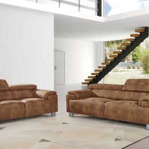 faux leather suede brown 3 + 2 seater sofa set livorno