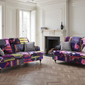 multicoloured fabric patchwork 3 + 2 seater bella sofa set astbury