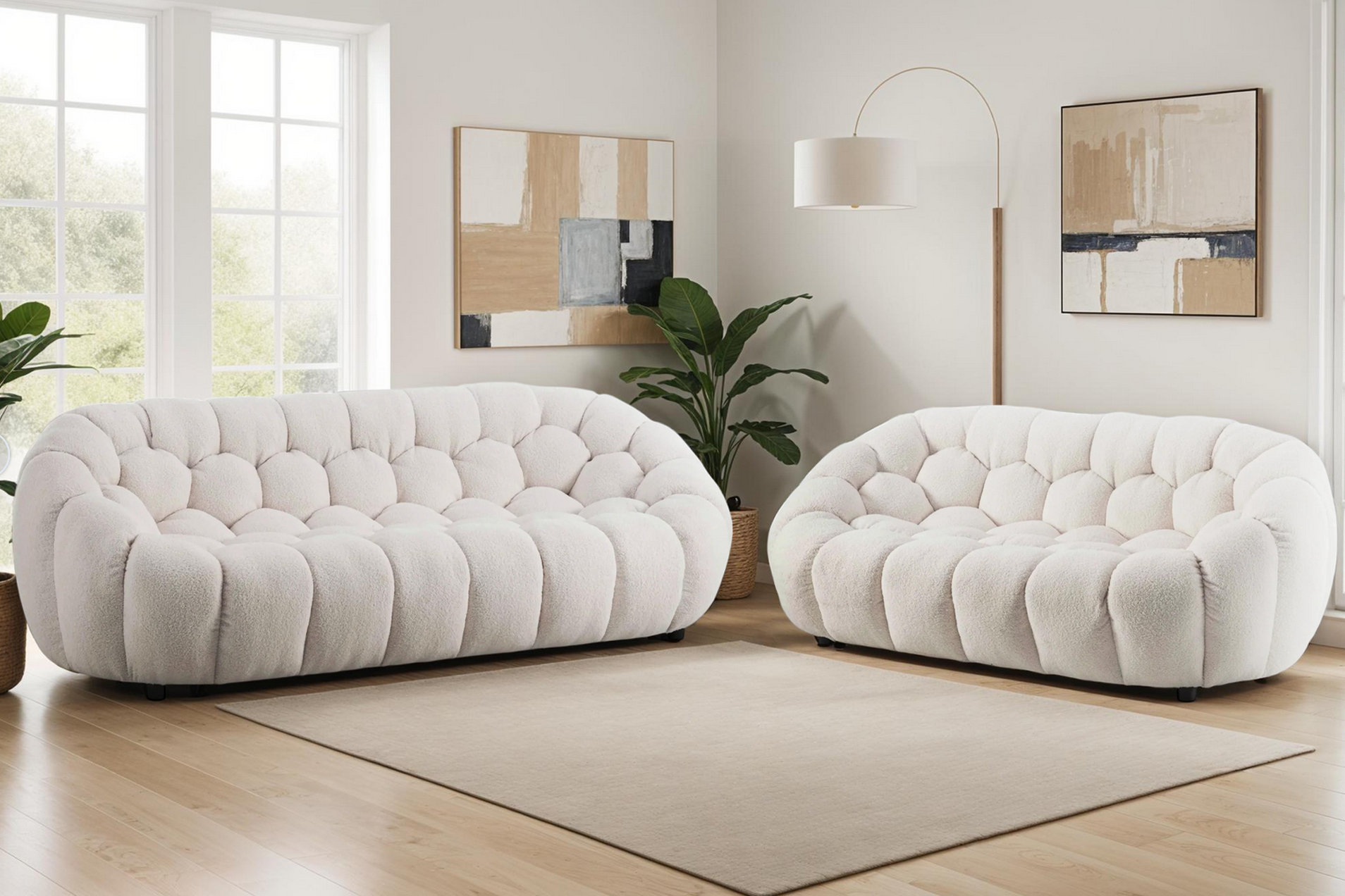 teddy boucle fabric white 3 + 2 seater sofa set atrani teddy boucle fabric white 3 + 2 seater sofa set atrani
