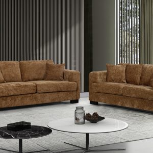 textured chenille brown 3 + 2 seater sofa set monza