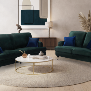 velvet bottle green 3 + 2 seater bella sofa set astbury