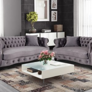 velvet dark grey 3 + 2 seater chesterfield sofa set richmond