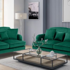 velvet emerald green 3 + 2 seater sofa set ashton