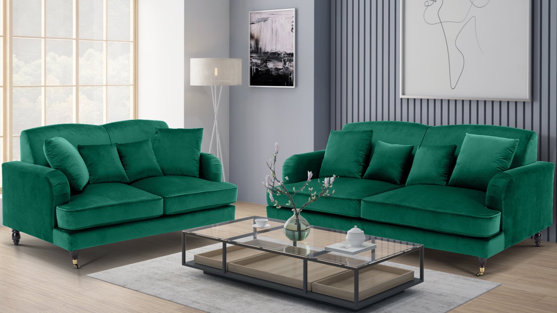 velvet emerald green 3 + 2 seater sofa set ashton velvet emerald green 3 + 2 seater sofa set ashton