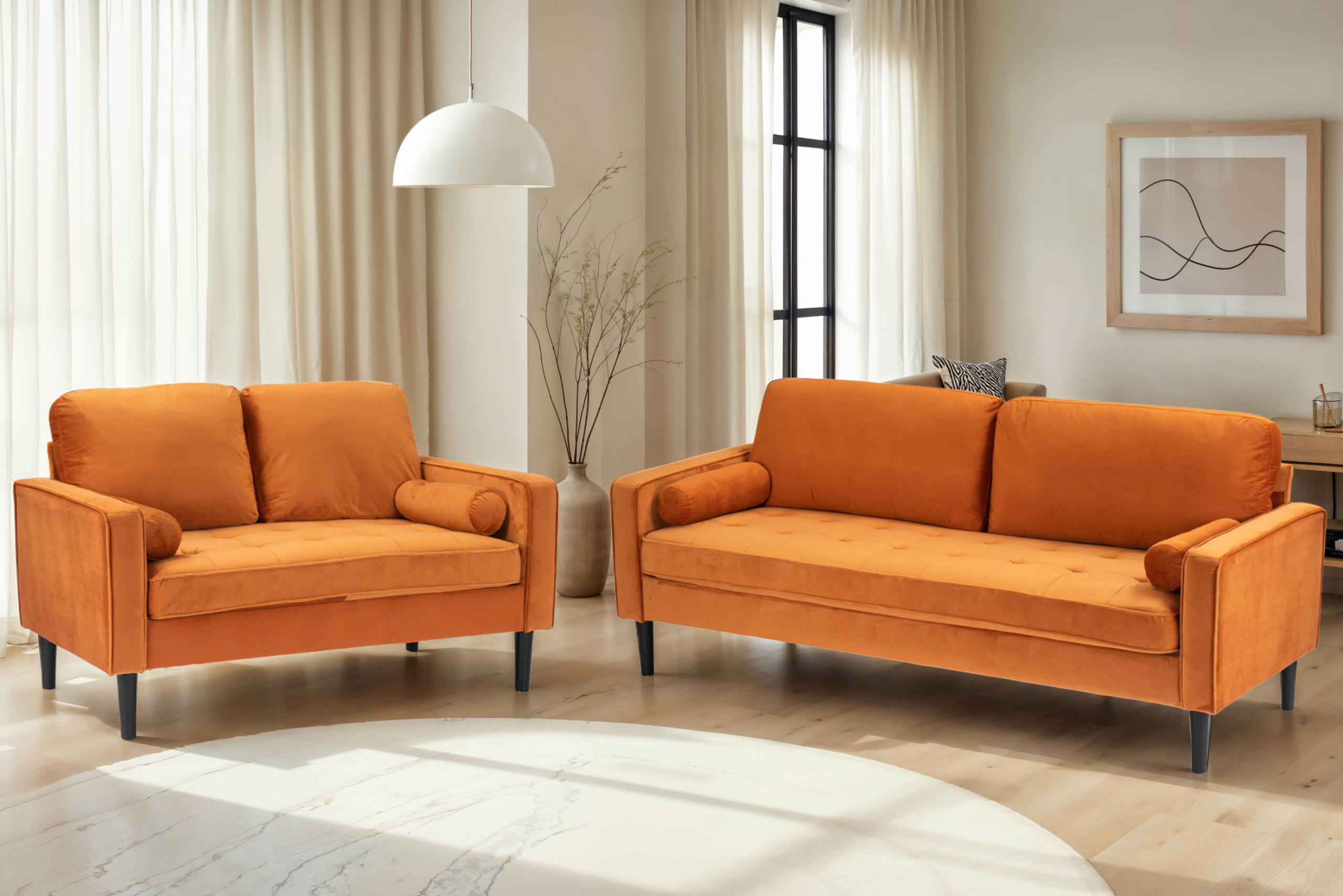 velvet orange 3 + 2 seater sofa set brindisi velvet orange 3 + 2 seater sofa set brindisi
