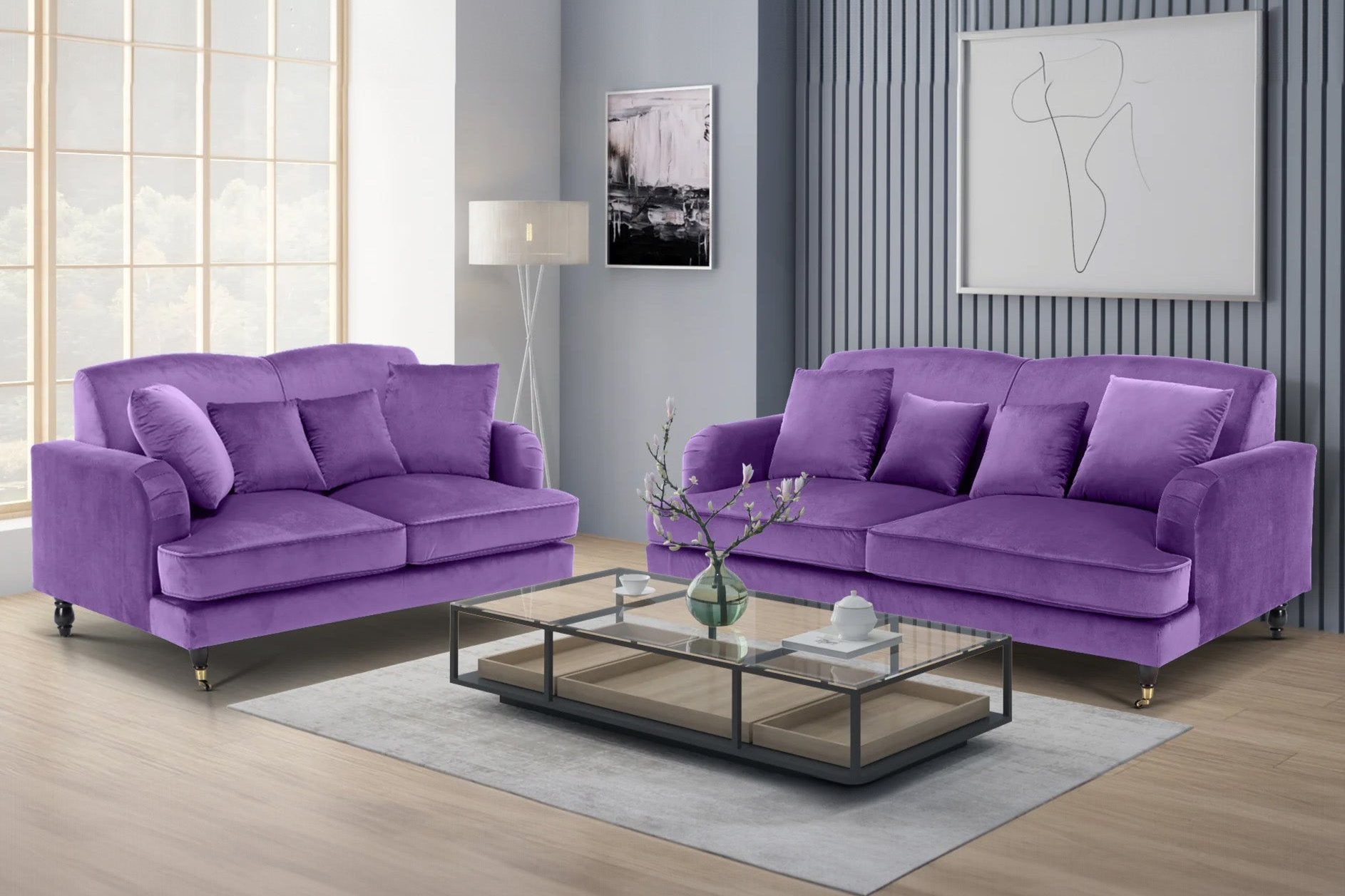 velvet purple 3 + 2 seater sofa set ashton velvet purple 3 + 2 seater sofa set ashton