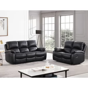 roma black leather manual recliner 32 seater sofa set 5893935